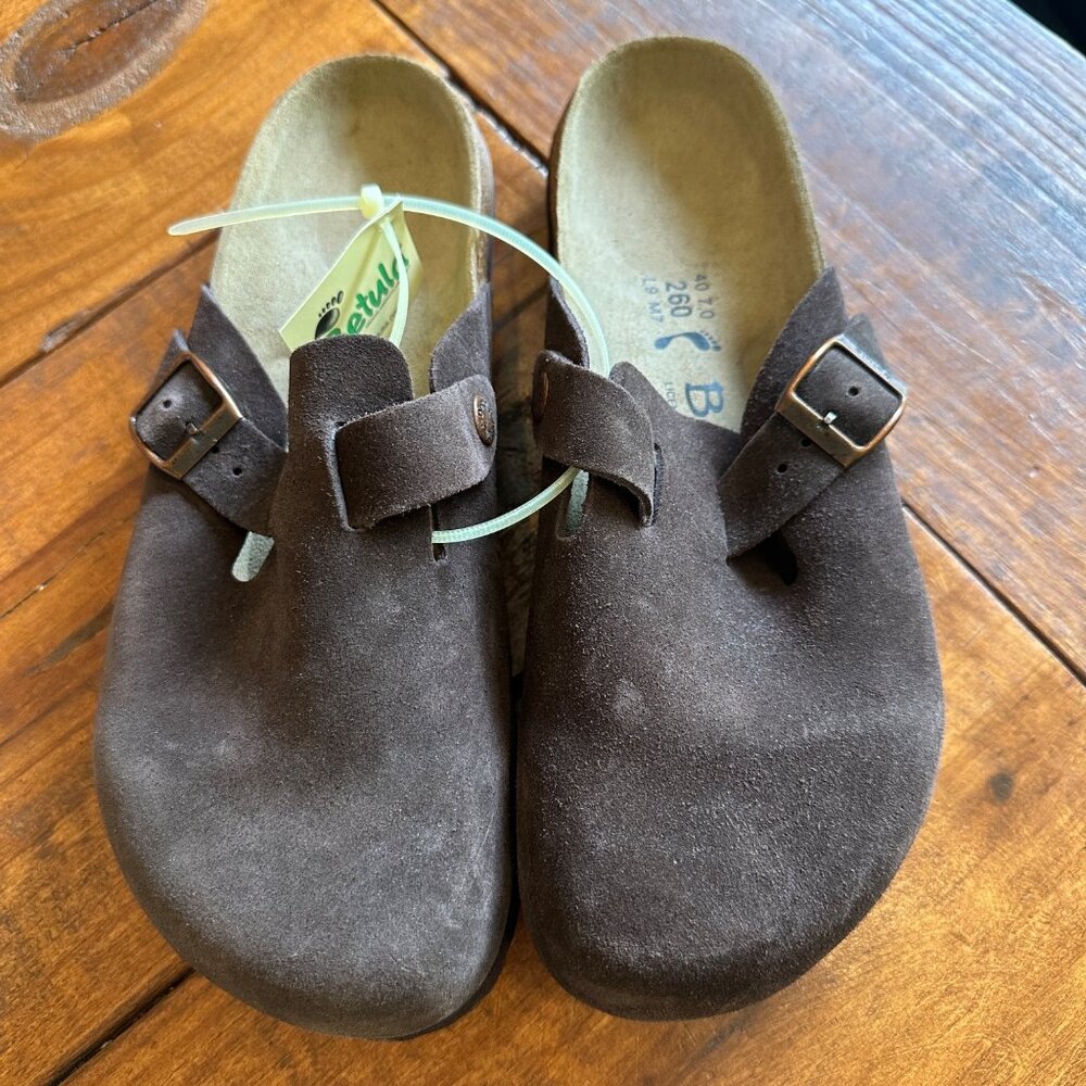 Betula | Birkenstock NWT Boston Clog Mule Mocha Brown Suede Womens 9 Mens 7 - Picture 3 of 8
